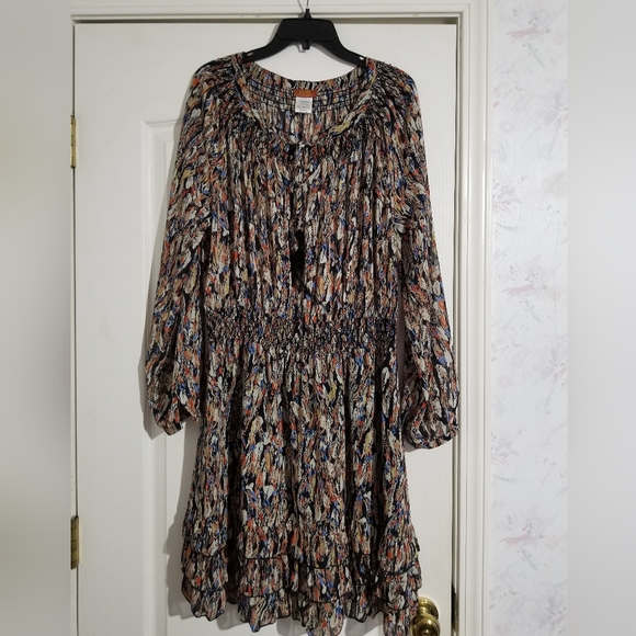 SCULLY FEATHER PRINT DRESS - Picture 1 of 4